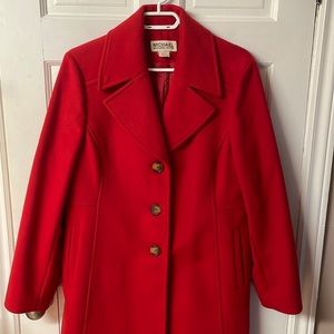 Michael Kors long red wool winter coat size 14